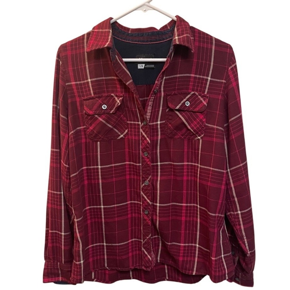 Marmot Womens Plaid Flannel Button Down Shirt Burgundy Red SCC-304 Large